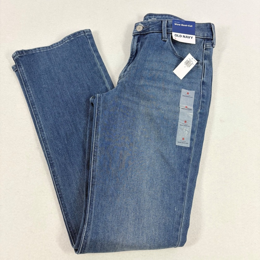 Old Navy Wow Boot-Cut Jeans Women 8 Blue 29x31 NEW Mid-Rise‎ Denim Pants